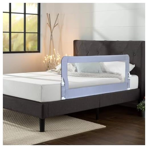 grelex Bed Rail for Toddlers, 51 Inch Foldable Toddler Bed Rails, Baby Bed Guard Rail for Twin Bed, Boxspring, Platform Bed, with Reinforced Sturdy Safety System (Grey)