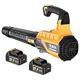 Aokia Leaf Blower, 21V Electric Cordless Blower with 2 3.0Ah Batteries and Charger - 580CFM/160MPH Powered Air Blower - Lightweight Leaf Blower for Lawn Care, Patio Cleaning, Blowing Leaves and Dust