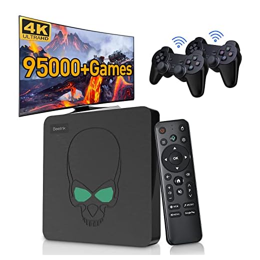 Super Console X King Game Console with 95000 Games,Compatible with PSP/PS1/MAME/ARCADE,S922X,EmuELEC 4.5/Android 9.0/CoreELEC 3 Systems in 1,4K UHD Output,2.4G+5G WiFi, Voice Remote Control,2 Gamepads(128G)
