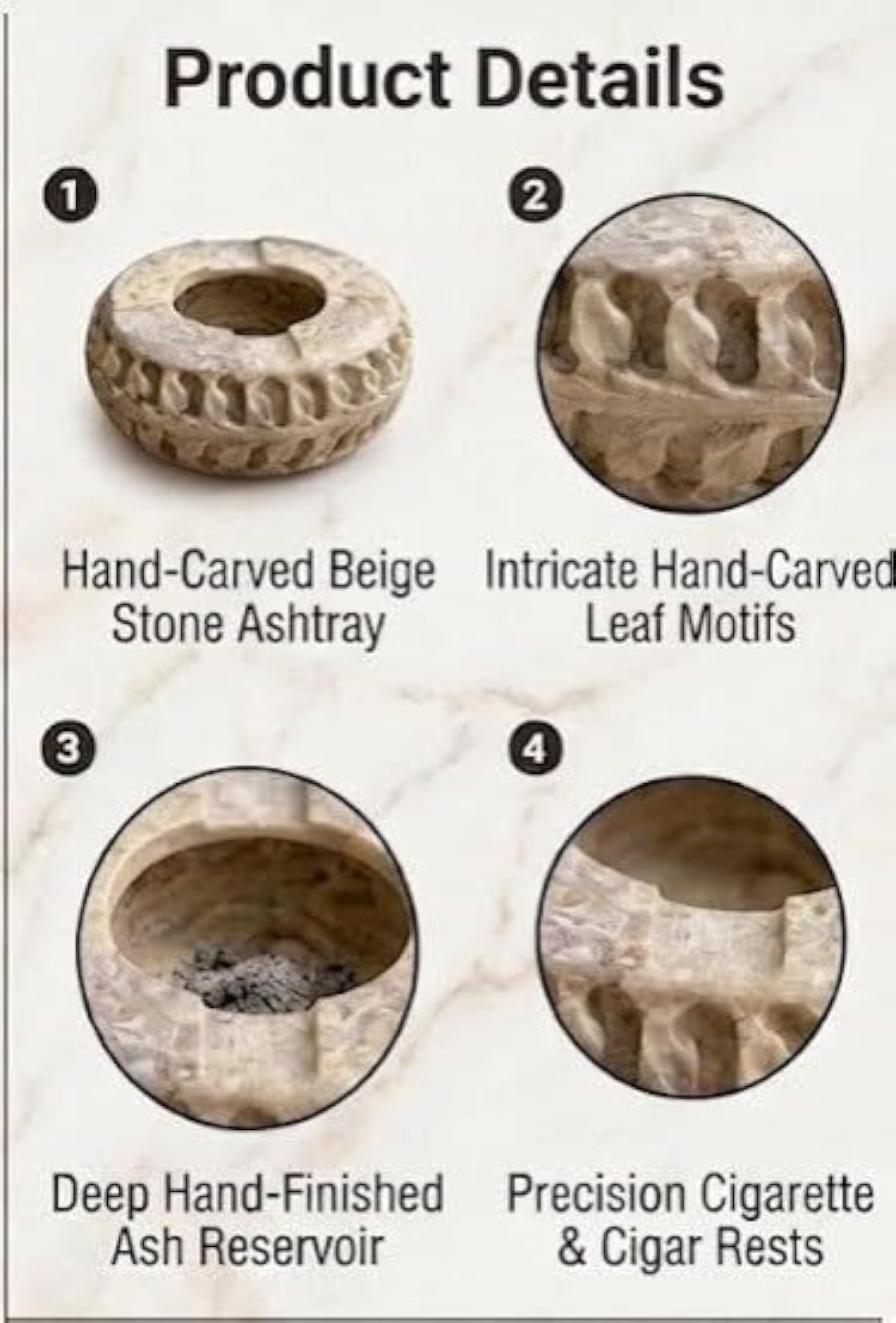Natural Stone Soapstone Round Ashtray