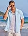 COOFANDY Mens Short Sleeve Button Down Shirts Beach Wedding Linen Shirt Loose Fit Camp Tops Light Blue