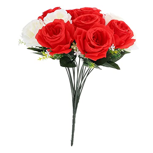LIFKOME Bouquet Artificiali Per Cimitero Commemorativo Stabilizzate Decorazione Per Funerali e Cerimonie Compatte Colori e