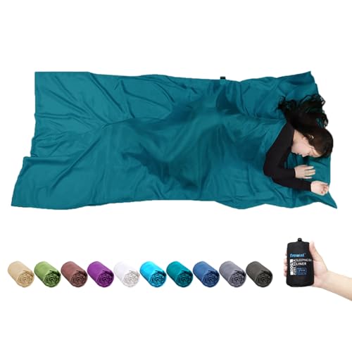 Browint Silk Sleeping Bag Liner, Silk Sleep Sheet, Sack, Extra Wide 87'x43', Lightweight Travel and Camping Sheet for Hotel, More Colors for Option, Reinforced Gussets, Pillow Pocket
