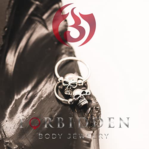 Forbidden Body Jewelry Surgical Steel Skull Captive Bead Ring Hoops, Skull Septum Ring, Nipple Ring, Cbr 16G 12Mm (Sold As A Set) #TOP3