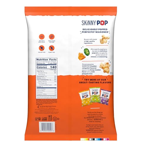 Image of SkinnyPop Popcorn, Cheddar Jalapeno, Made with Real Cheese, Whole Grain Snack, 4.4oz Bag