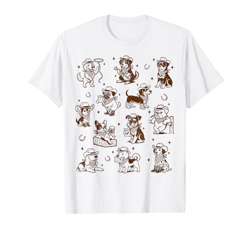 Retro Western Dog Cowboys, Funny Country Dogs, cachorros tontos Camiseta