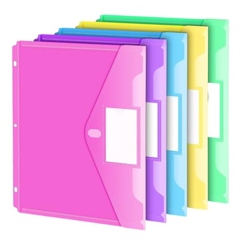 5/10Pcs Expandable File Organiser with Clear Label Window 3 Holes Punched Pocket Document Bag for Office Organization Travel Doc