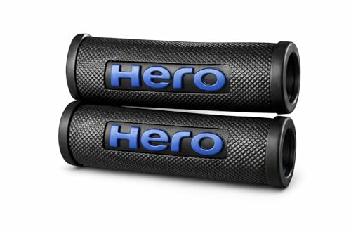 Image of VGZ Premium Anti-Slip Motorcycle Handle Grip Set with Blue Logo | Heavy Duty Rubber | Universal Fit for Bikes | Comfortable & Vibration Resistant