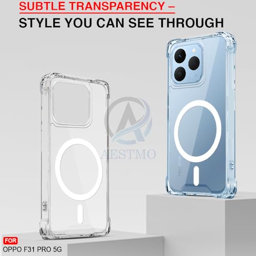 Image of AESTMO Clear Back Cover for Realme 15T 5G / Realme Narzo 90 5G | 360 Protection | Transparent Back Cover (PC + TPU, Compatible with MagSafe Accessories, Transparent Bumper)