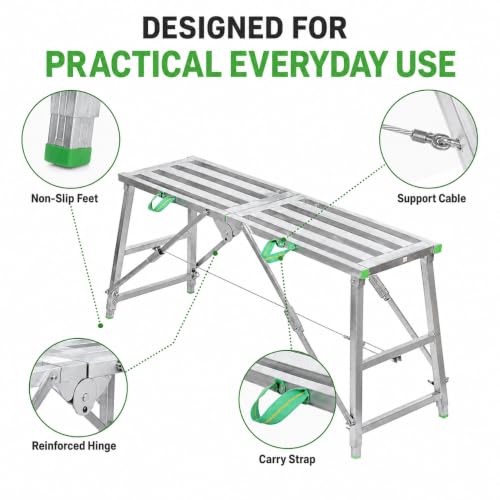 Plataforma de trabajo ajustable con cables de refuerzo 400kg 8