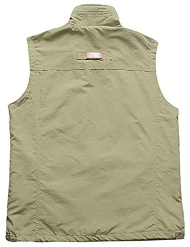 Yimoon Men's Casual Outdoors Lightweight Vest Breathable Mesh Lining Travels Sports Vest Jacket (Khaki, X-Large) #TOP3