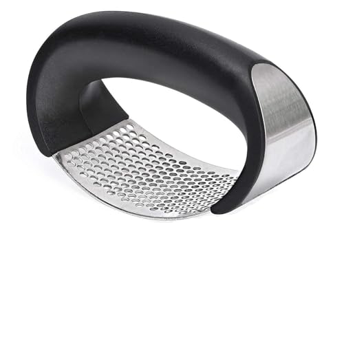 Image of Samta Stainless Steel Garlic Press Crusher Manual Garlic & Ginger Presser for Kitchen | Garlic Crusher Chopper Tool | Dishwasher Safe Curved Garlic Grinding Slicer | Multipurpose Cooking Gadget