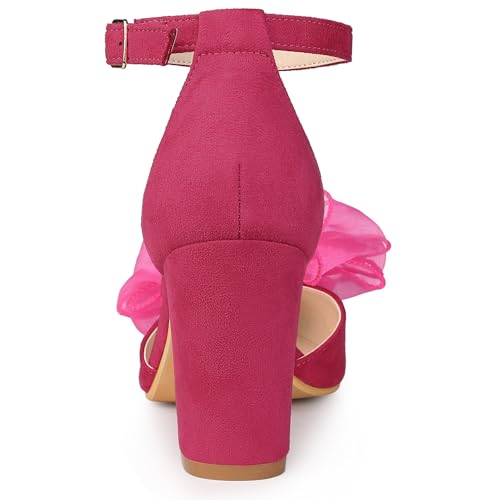 Allegra K Women's Bow Heels Closed Toe Chunky Heel Pumps Sandals3