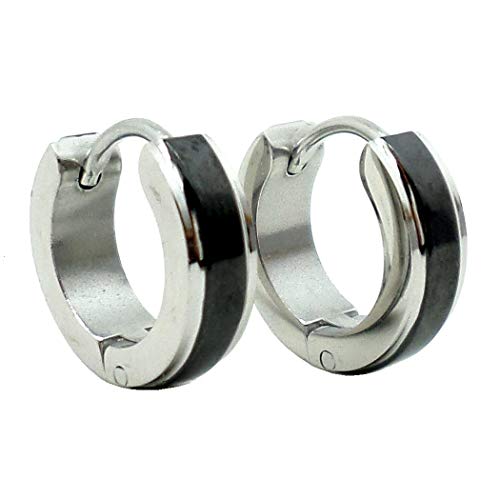 BRINCO MASCULINO ARGOLA PRETO E PRATA 4 mm (PAR)