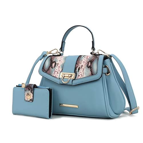 Bolso tipo Satchel y billetera de colección MKF, 2 piezas, con estampado de serpiente, para mujer, bandolera, bolso de mano vegano de cuero sintético por Mia K miniatura 1
