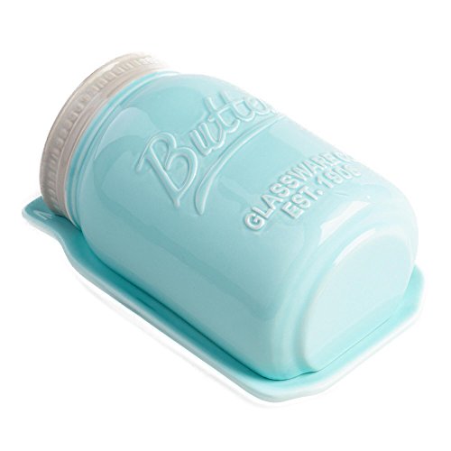 Blue Mason Jar Ceramic Butter Dish by World Market
