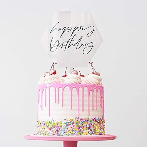Uniqooo 20 Pack 5 Inch Clear Acrylic Cake Toppers, Blank Hexagon Diy Birthday Cake Topper, For Wedding, Engagement, Nuptial, Birthday Party, Graduation, Anniversary Cake Decorations #TOP1