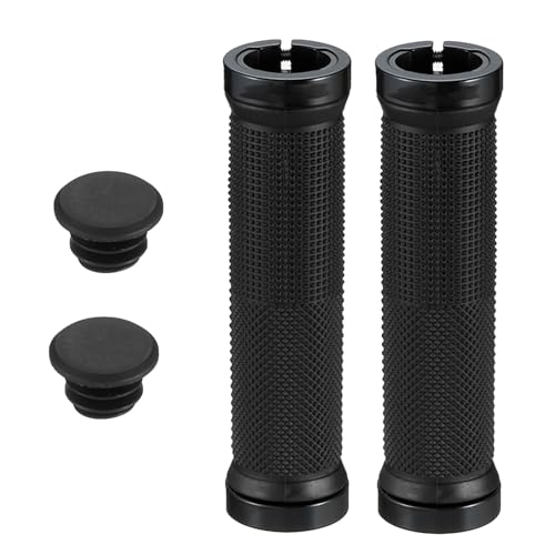 Non-Slip Handlebar Grips – Lock on Bike Grips for Mountain Bicycles, Hybrid Bikes, Urban Commuters | Secure Cycling Grips with End Caps, Vibration Dampening Comfort Handles for Outdoor Rid
