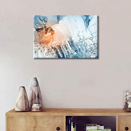Image of Clinical Laboratory Canvas Wall Art 1 Panels Chemical Equations and Periodic Table Prints for Wall Decor Nosocomium Wall Decor Giclee Wooden Framed Gallery-Wrapped Ready to Hang (12 inch Wx18 H)