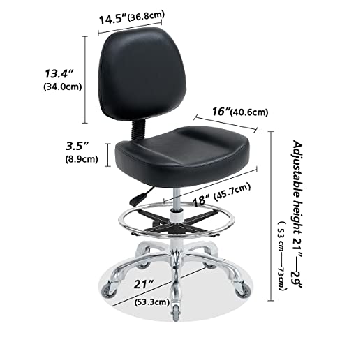 Drafting Chair Tall Office Chair For Standing Desk - Shop Stool With Backrest, Esthetician Drafting Stool With Wheels,Counter Height Chair For Studio, Salon And Workbench (Black, With Foot Rest) #TOP2