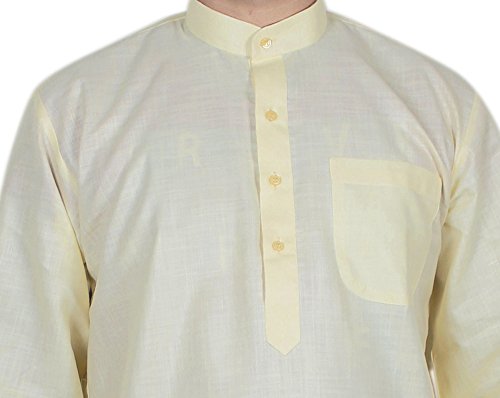 Ropa indio collar de túnica larga kurta conjunto exclusivo amarillo L 2