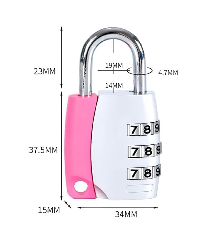 Image of Istara Combination Travel Number Lock | Portable Luggage Lock | 3 Digit Code Number Pad Lock | Sliding Combination Lock | Anti Theft Protection Tool for Luggage /Travel /Cars /Bicycles (Model-7)