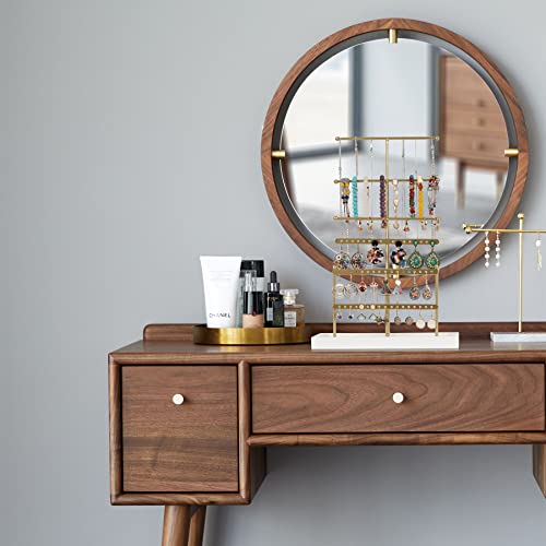 Cilxgqln Jewelry Organizer Jewelry Holder Stand, 6 Tier Earring Holder Organizer Jewelry Tree With Wood Tray, Golden Necklace Holder Jewelry Tower For Earring Necklace Bracelet Ring, Women Girl Gift #TOP7