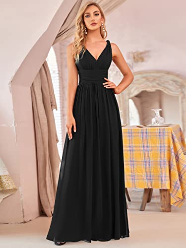 Image of Ever-Pretty Womens Bridesmaid Dress V-Neck Sleeveless A Line Chiffon Floor Length Formal Dress 09016