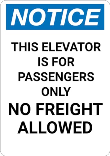 Passenger Only Elevator No Goods Loading Portrait Wall Sign 8x12 Inch Metal Building Elevator Regulation Sign Mall Indoor
