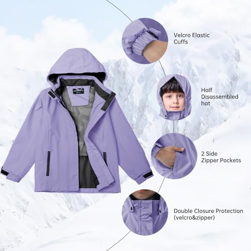 Image of YINGJIELIDE Boys Girls Waterproof Rain Jackets Kids Easy to Fold Windbreaker Lightweight Outdoor Hooded Raincoat