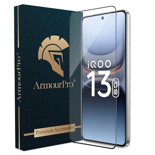 Image of ArmourPro Tempered Glass for iQOO 13-9H Screen Protector with Black Border, Edge-to-Edge Coverage, Anti Scratch, HD Clarity, Smooth Touch, Case Friendly | Black