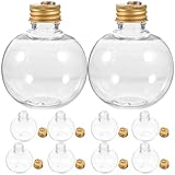 Milisten 10pcs Christmas Drink Balls Juice Bottles Clear Ornament Balls Christmas Fillable Booze Tree Ornaments Water Bottle Bulbs Xmas Booze Pendant Ball for Party 5.07ounce, Golden