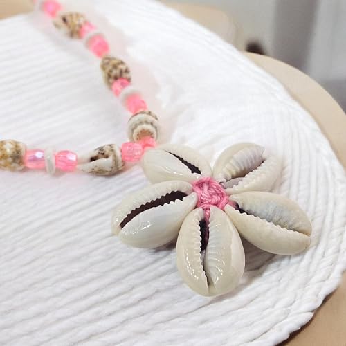 BlueRica Cowrie Shells Flower Pendant Necklace4