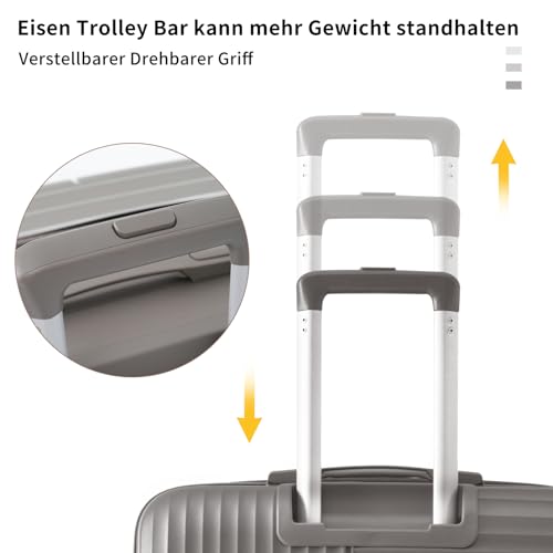 Kofferset, 3-delig, harde schaal, licht, ABS, uitbreidbaar, reiskoffer, trolley, handbagage, sets met TSA-slot en 4 wielen, koffer, trolley, rolkoffer, bagageset, waterdicht, telescopische handgreep, - Image 5