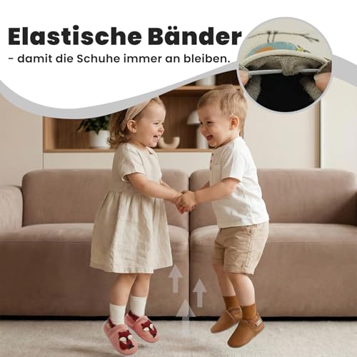 YALION Baby Weicher Leder Lauflernschuhe Krabbelschuhe Babyschuhe Babyhausschuhe (Dunkelbeige,6-12 Monate)