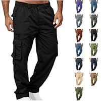 Cargo Pants for Mens Loose Fit Casual Jogger Sweatpants Outdoor Straight Flex Athletic Trousers Work Hiking Pants Black