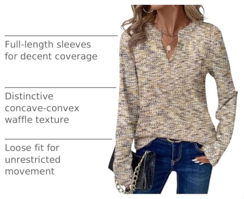 Image of Dokotoo Womens V Neck Long Sleeve Waffle Knit Tops Dressy Casual Sweater Fall Fashion 2026