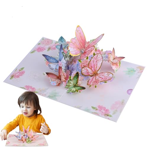 Tarjeta emergente, diseño de mariposa con bordes dorados, tarjetas de felicitación 3D, obras de arte de corte intrincado, juego de sobres incluidos, papelería para ocasiones especiales, cumpleaños
