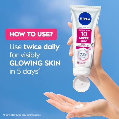 Image of NIVEA Super 10 Glow Serum Body Lotion SPF 15 Niacinamide Moisturizer 170ml