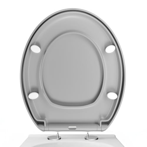 Toilet Seat Soft Close Soft Close Toilet Seat with Quick Release for Easy Clean Standard Loo Toilet Seats O Shape Simple Top Fixing Universal Toilet Seat Grey