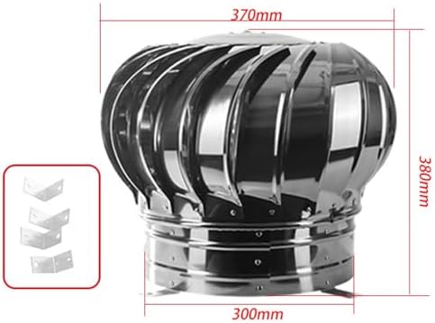 Stainless Steel Roof Wind Turbine Vent Cap - 360° Rotating Exhaust Flue Rainproof Vent, Available in 6" 8" 10" 12" Sizes (200mm/8in) for Waterproof Performance