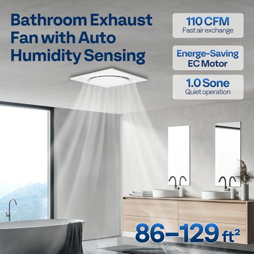 Image of VIVOHOME Bathroom Exhaust Fan with Humidity Sensor 110CFM, Auto On /Off