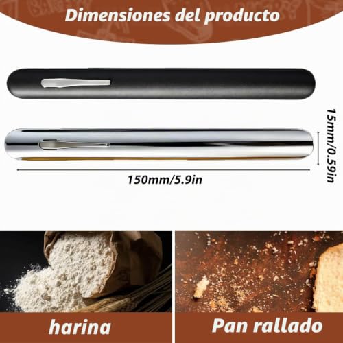 Miniatura 2 de Yuvkin 2 Piezas Set De Eliminador De Migas De Acero Inoxidable, Elegante Y Compacto Para Mesas De Comedor Con Bordes Curvados, Ideal Para Limpiar Manteles Negro Y Plateado