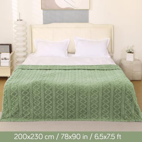 Image of HOKIPO Fleece AC Blanket Double Bed Queen, 200X230 Cm / 6.5X7.5 Feet, Pistachio Green (AR-5743-GRN)