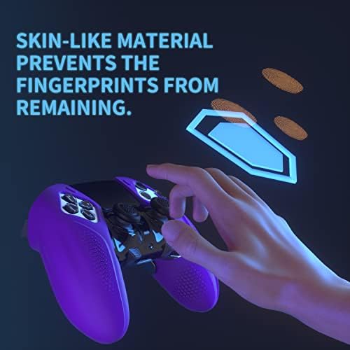 playvital Ninja Edition Anti-Slip Half-Covered Silicone Cover Skin for ps5 Edge Controller, Ergonomic Protector Soft Rubber Case for ps5 Edge Wireless Controller with Thumb Grip Caps - Purple