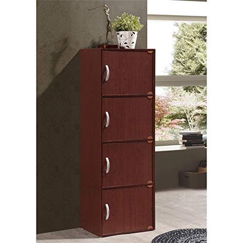 Pemberly Row 4 Shelf 4 Door Bookcase In Mahogany #TOP1