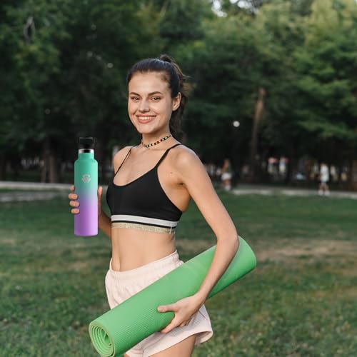 Borraccia Termica 1L, Bottiglia Termica a Prova di Perdite, senza BPA, Riutilizzabile, Facile Pulizia, Borraccia Acciaio Inox con Cannuccia, Termos per Adulto, Campeggio, Ciclismo, Viaggio, Yoga - Immagine 5