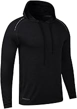 Muscle Alive Men's Long Sleeve Hoodie Stretchy Lightweight Men's Sweatshirts Polyester and Spandex