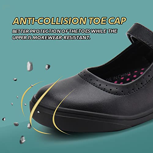 Jabasic Girls Mary Jane Flats School Uniform Dress Shoes (6,Black) #TOP1