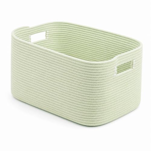 Image of 12.8GAL Small Cute laundry basket for nursery, Boho Square storage basket for Living Room Decor, Kids Girls Boys Toys Stuffed Animal Decorative Short Hamper for Dirty Clothes, Bath Towel Sage Green